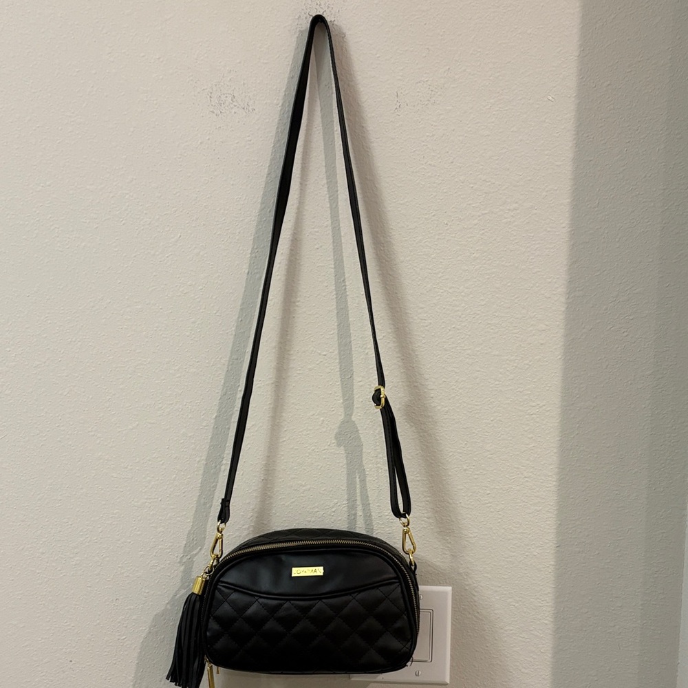 Joy & Iman Black Quilted Crossbody Bag